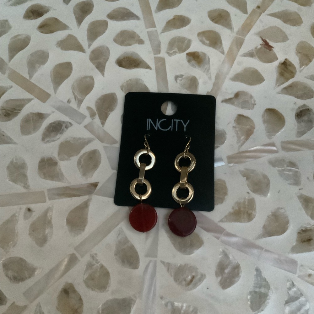 Gold Carnelian Dangle Earrings